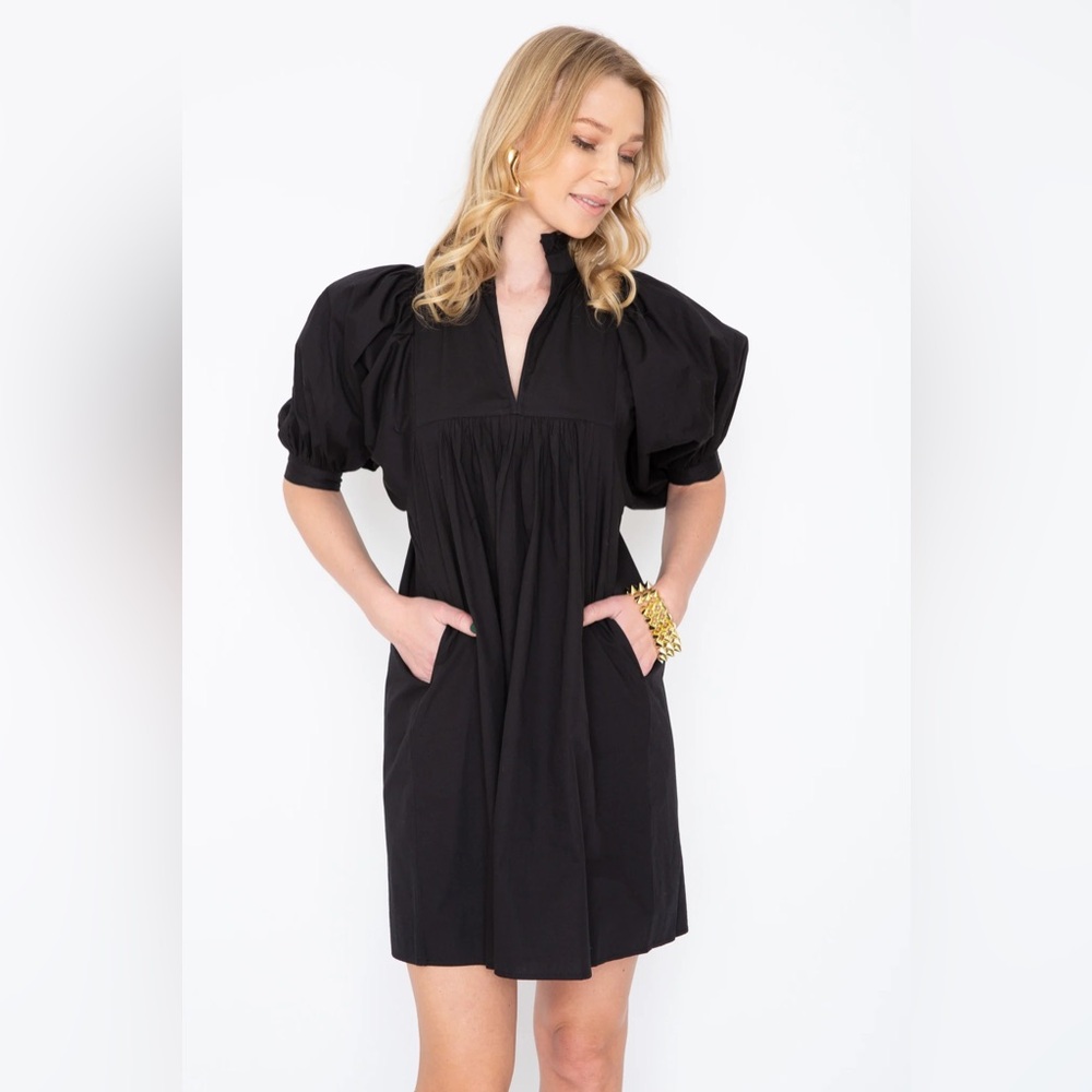 High Neck Dress Black Poplin Never a Wallflower Size XS
